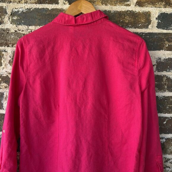 Chico's Hot Pink Linen Blend Long Sleeve Button Down Shirt Size Medium - Picture 7 of 7